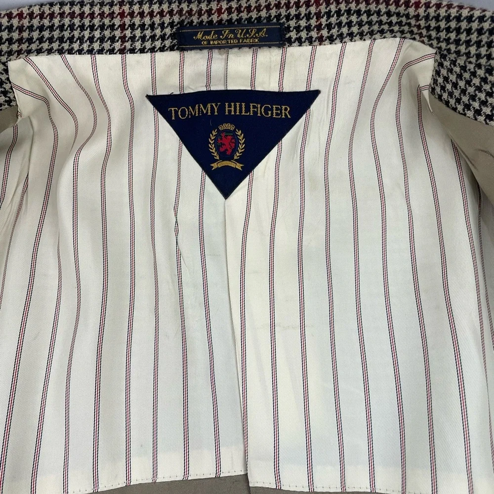 Tommy Hilfiger Houndstooth Wool Blazer Sport Coat Jacket Vintage Union USA made